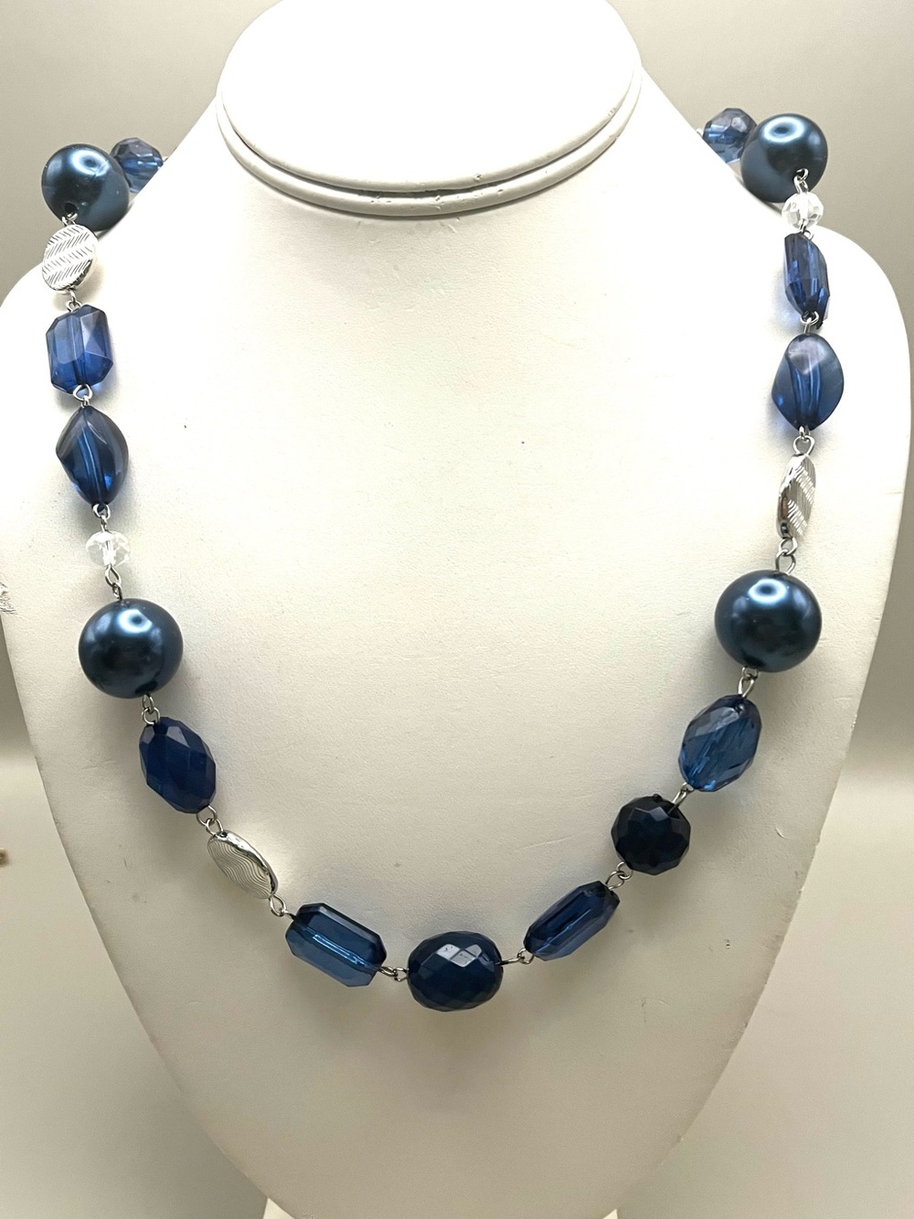 Blue Beaded Statement Necklace - Unbranded